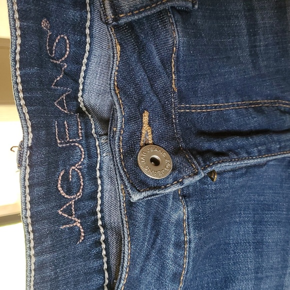 Jag Jeans Girlfriend 10" Rise Embroidered Cuffed Ankle Sz 12/31 Blue Denim Jeans - Picture 7 of 15